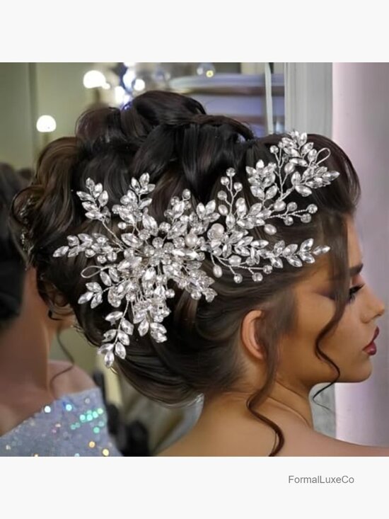 Rhinestone Crystal Wedding Hair Comb Pearl Bridal Headpiece Flexible main image 5